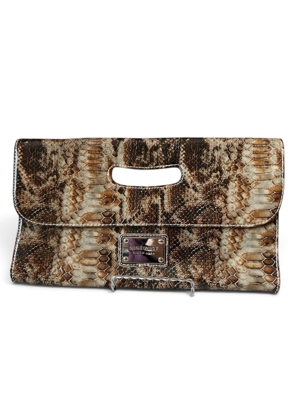 Nine West Vintage Brown Snakeskin Envelope Clutch Bag